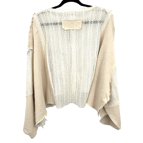 POL Mixed Open Weave Cropped Henley Women's M Wool Blend Metallic Patchwork Boho - Picture 8 of 10